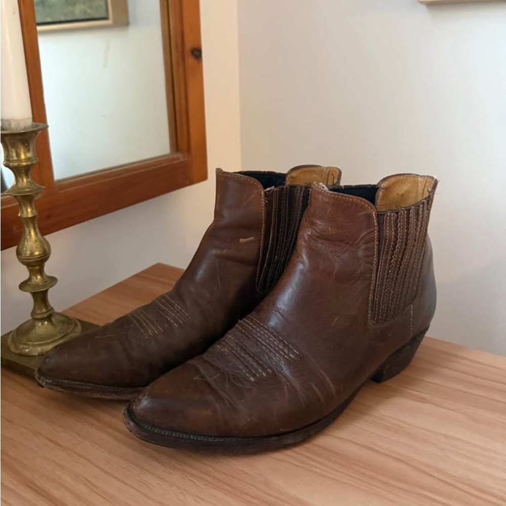 Boulet Leather Ankle Western Cowboy Boots